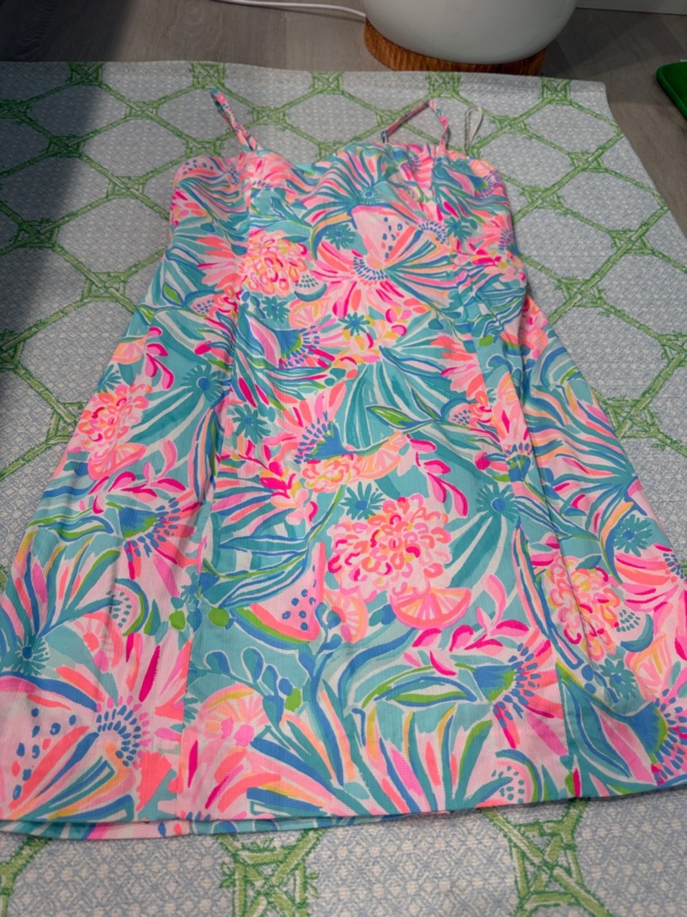 Lilly Pulitzer Pink, Aqua & Lime Tropical Floral Dress